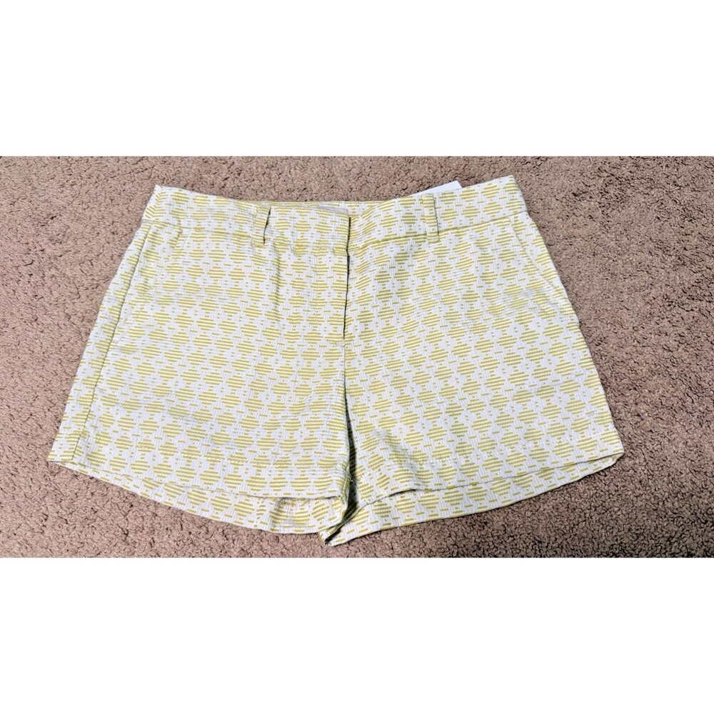 LOFT Mid-Rise Yellow/White Geometric Chino Shorts - 4" inseam - Size 4